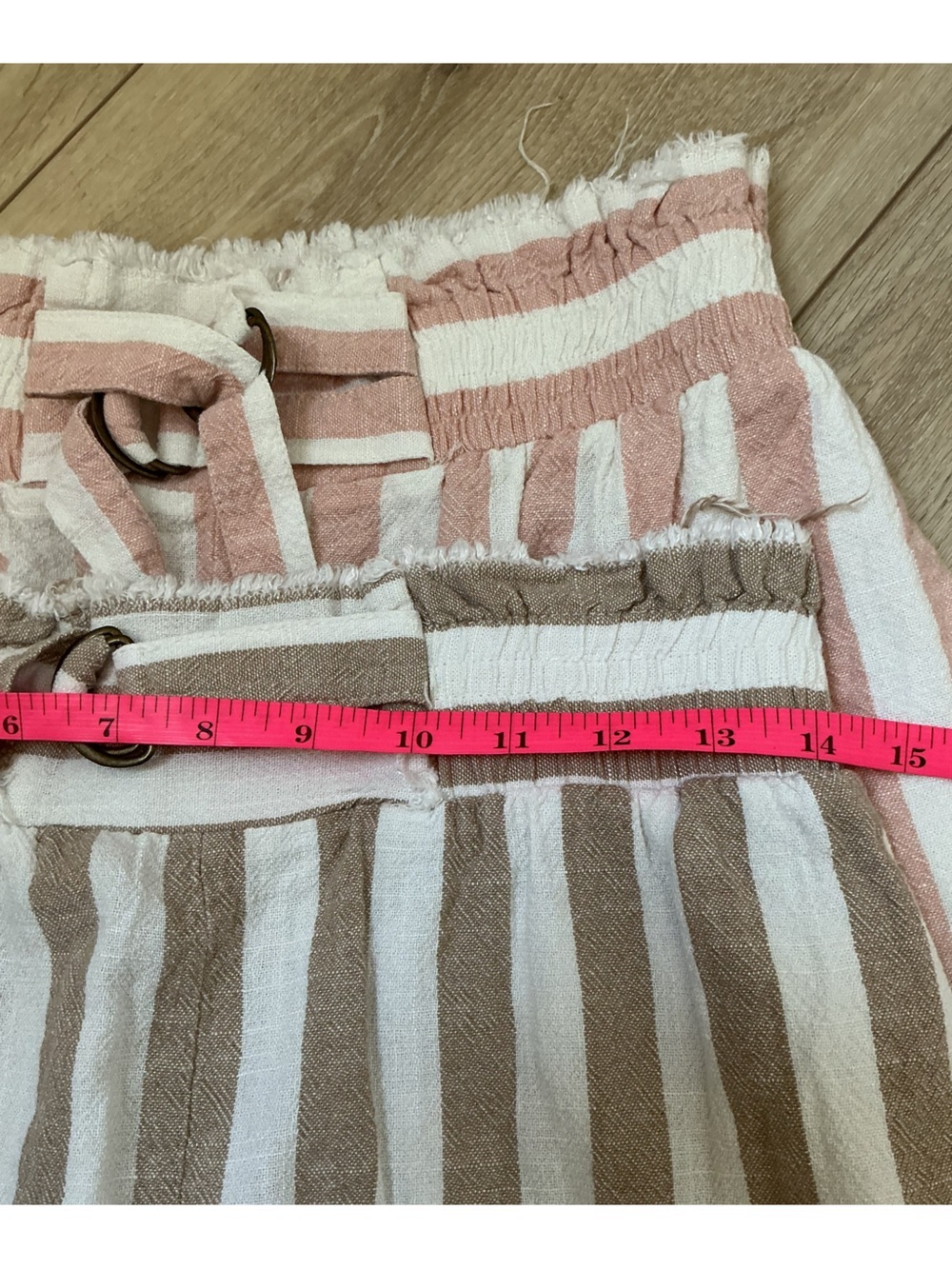 Umgee Striped Tie-Waist Bermuda Shorts - Bundle of 2-Blush Pink & Taupe - Picture 9 of 9